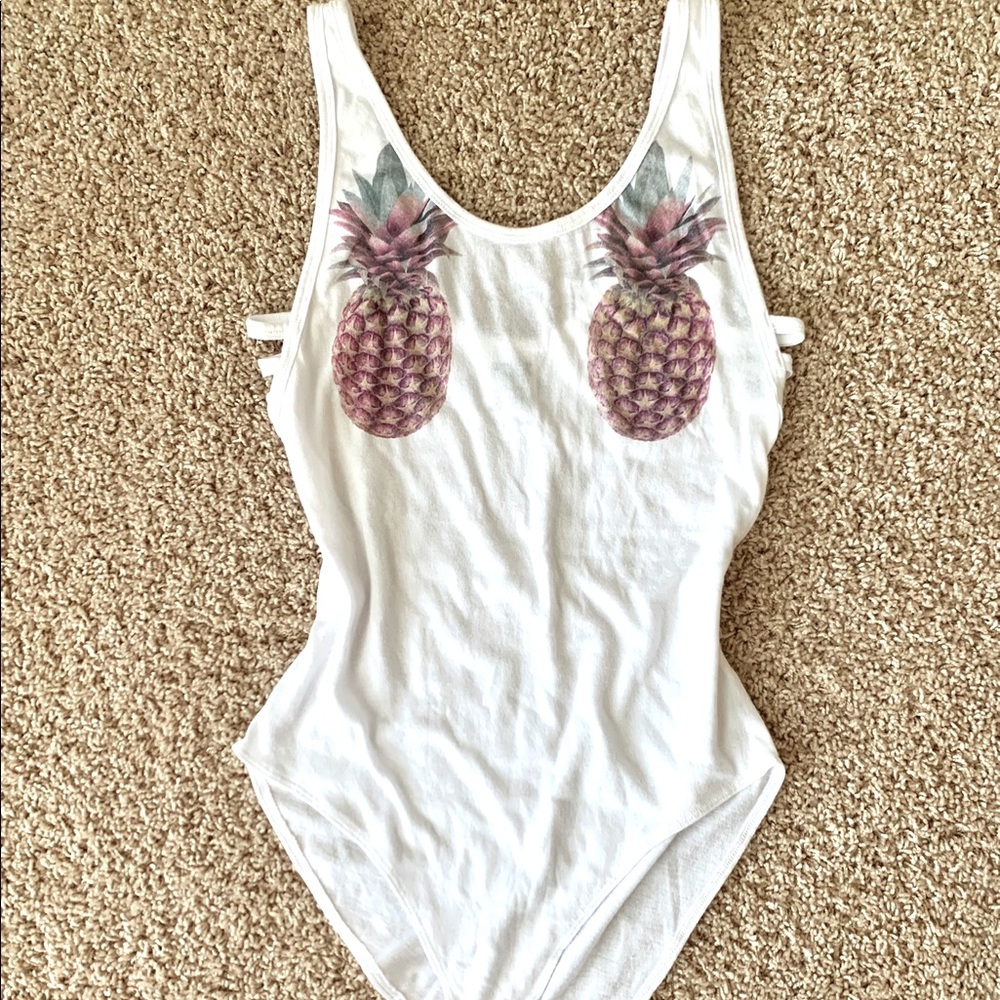 PINK Pineapple Tank-top bodysuit size small